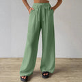 2024 european and american cross-border amazon new fashion women's elegant versatile elastic casual solid color wide leg pants