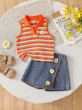 cross-border girls' fashion ruffle one-shoulder cami top + irregular embroidered floral denim jeans two-piece set