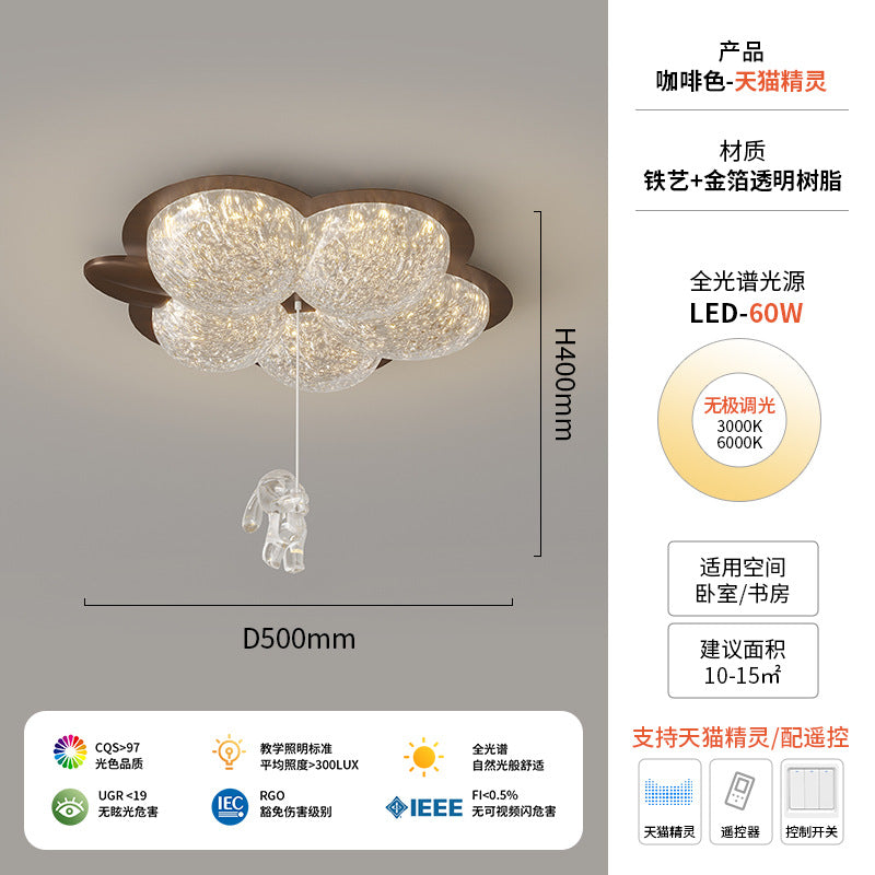 Light luxury flower bedroom light 2024 new post-modern all-copper master bedroom room lighting creative rabbit children's room