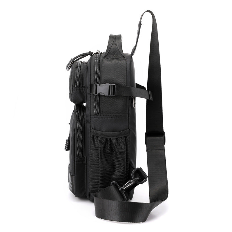 HAOSHUAI new men's breast bag simple shoulder messenger bag multi-functional trendy brand oblique backpack trendy messenger bag