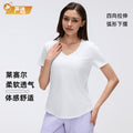 Women's yoga short-sleeve running t-shirt - loose fit, slimming, workout top - summer lightweight - d26087