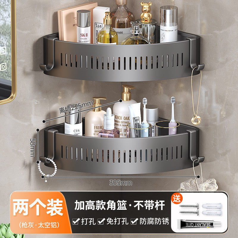 Bathroom storage rack bathroom wall storage rack punch-free wall-mounted toilet tripod washroom wash basin
