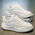 Men's 2025 new mesh breathable white sneakers - trendy, versatile low-top shoes with thick soles for height increase, comfortable casual shoes