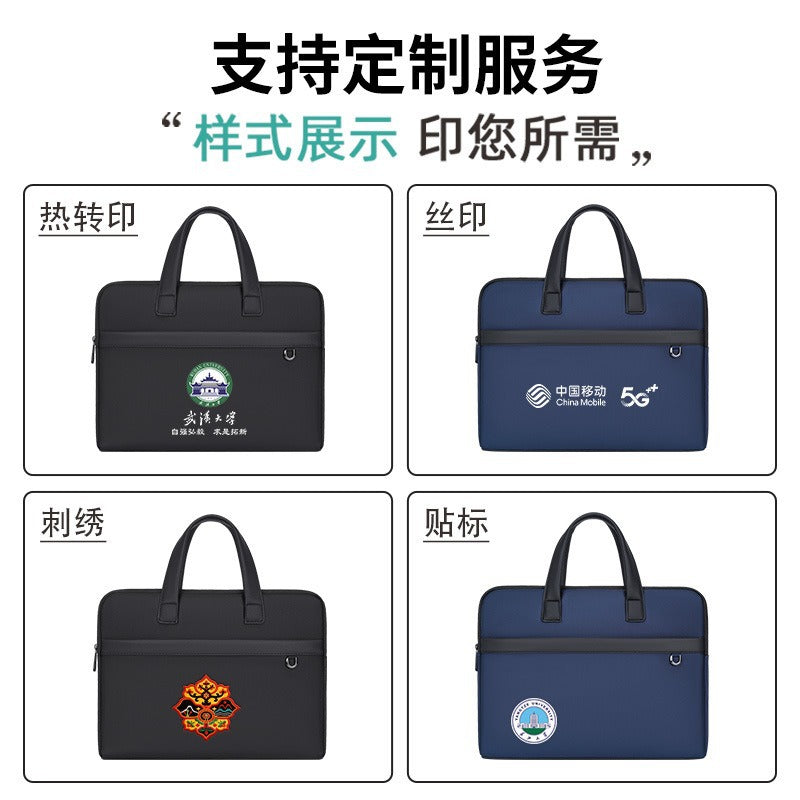 Oukeqi large capacity business briefcase oxford cloth waterproof satchel document bag printing office conference bag