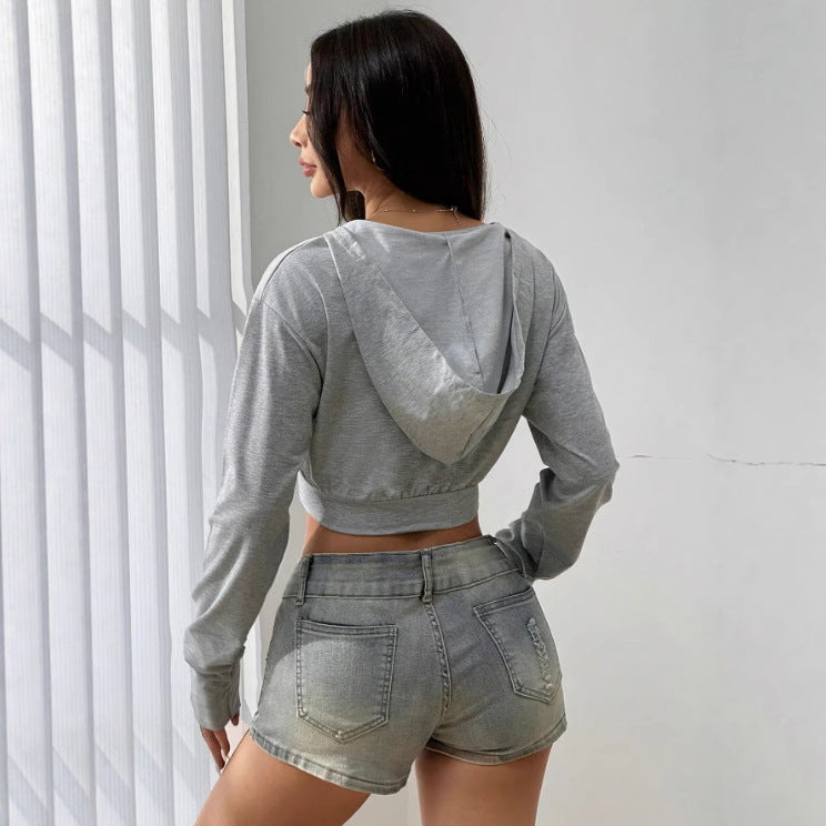 Pre-sale-73107# fashion cross-border new women's long sleeve slim fit hot girl women's shirt sweatshirt