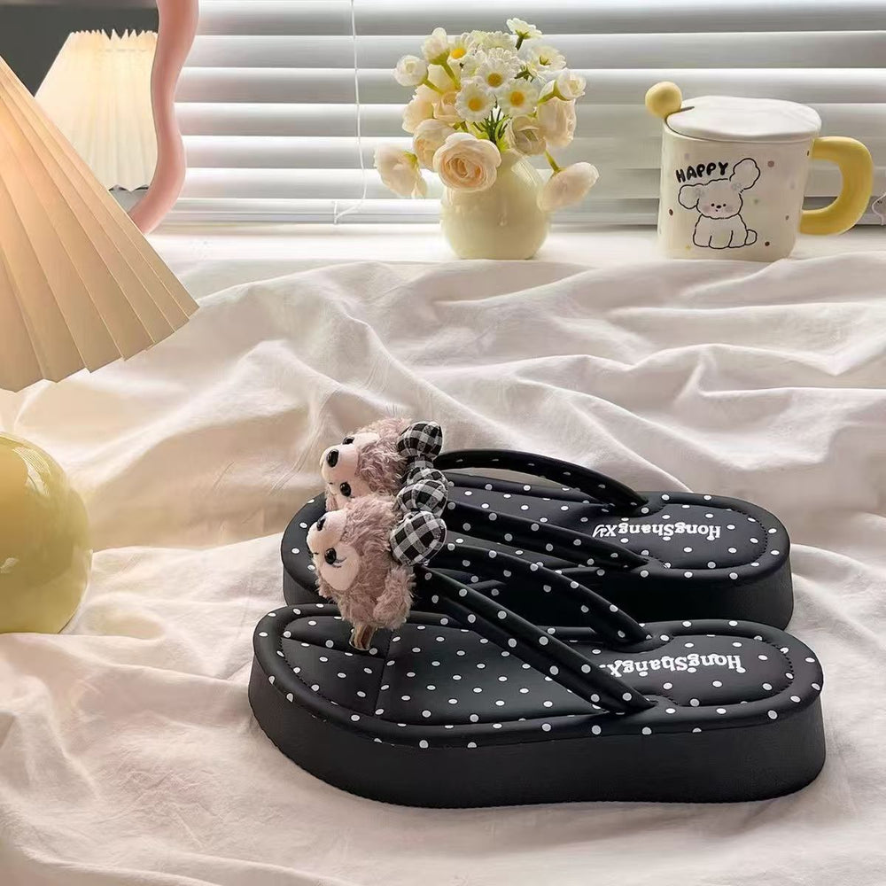 Thick soleoutwear new product cartoon mige mouse flip-flops women's summernew arrivalcute heightening flip-flops beach sandals