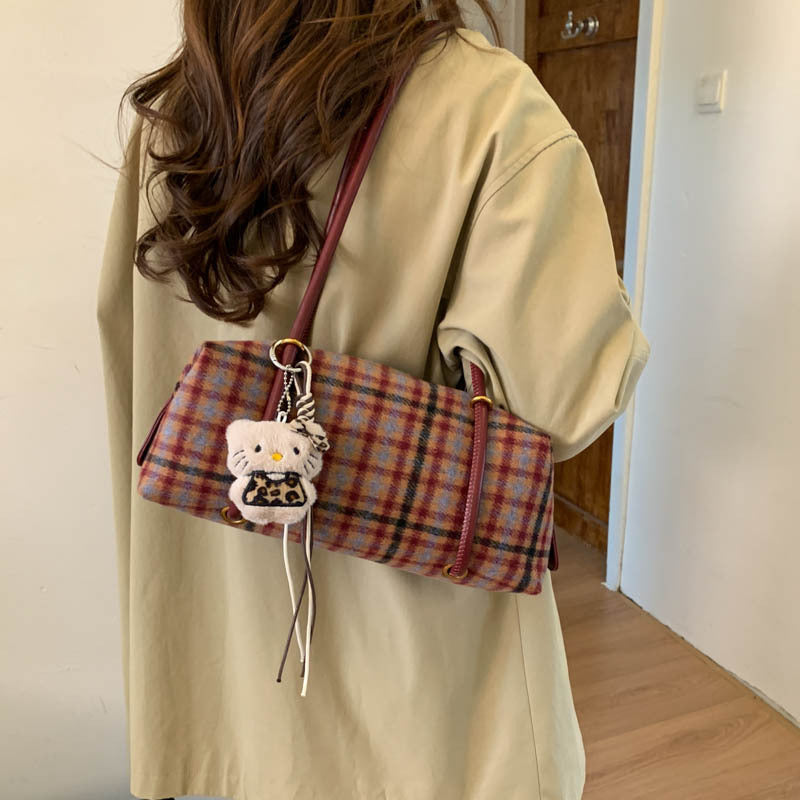 insgrids pattern small bag for women 2025new arrivalretroeasiest for match baguette bagfall and winterwork clothing shoulder underarm bag