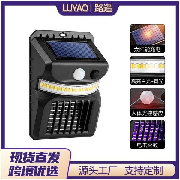 2025 new solar mosquito killer wall lamp upgrades mosquito repellent function human body intelligent induction outdoor garden wall lamp