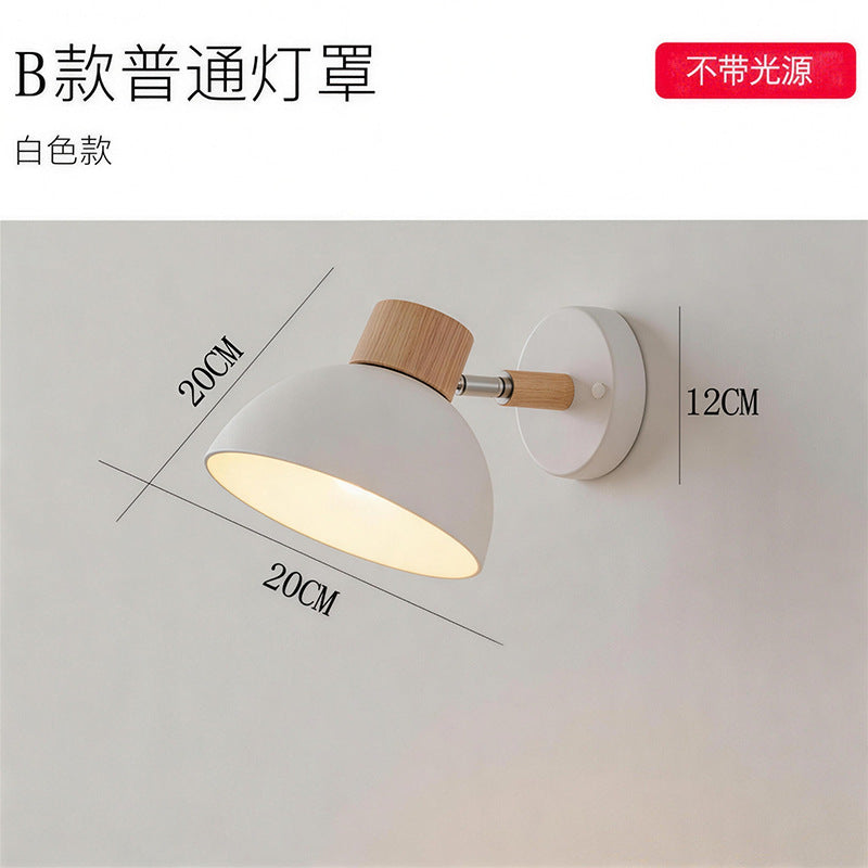Nordic log style rotatable wall lamp white tapered soft light b&b guest room bedroom staircase casual bedside
