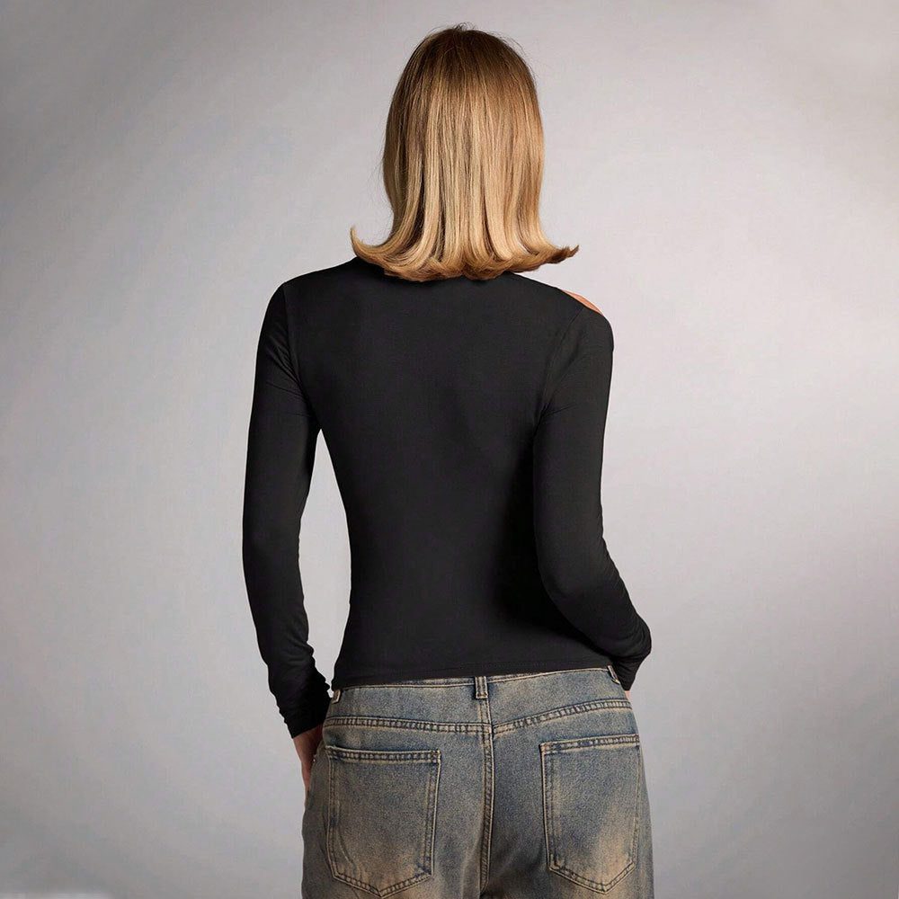 Fashionins cross-border fashion sense of design women's street style t-shirt spring and summer off-shoulder silmeleganttops