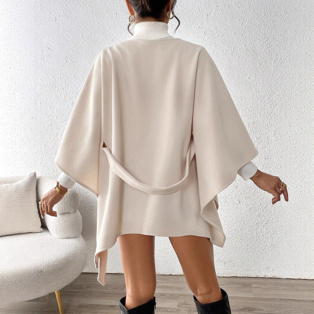 Women's fashionable casual commute elegant slimming woolen coat cape waist-defining versatile style - cross-border european and american