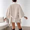 Women's fashionable casual commute elegant slimming woolen coat cape waist-defining versatile style - cross-border european and american