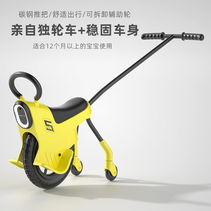 Parent-child unicycle outdoor baby walking artifact light cart trolley toy cart children's cart portable three-wheeled off-road