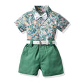 Brother and sister wear export spring and summer new arrival children's clothing boys short-sleeved shorts suspender suit girls floral skirt wholesale
