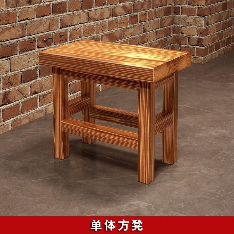 Solid wood dining table and chairs chinoiserie carbonized hot pot barbecue rectangular log dining table restaurant snack shop restaurant dining table