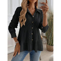 Shipped: new solid color casual textured long-sleeve button-down shirt for us & european cross-border e-commerce ()