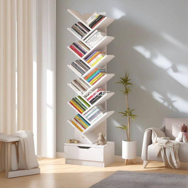 Tree branch bookshelf Floor shelf Living room against the wall Corner storage shelf Children's storage Picture book shelf Multi-layer bookcase