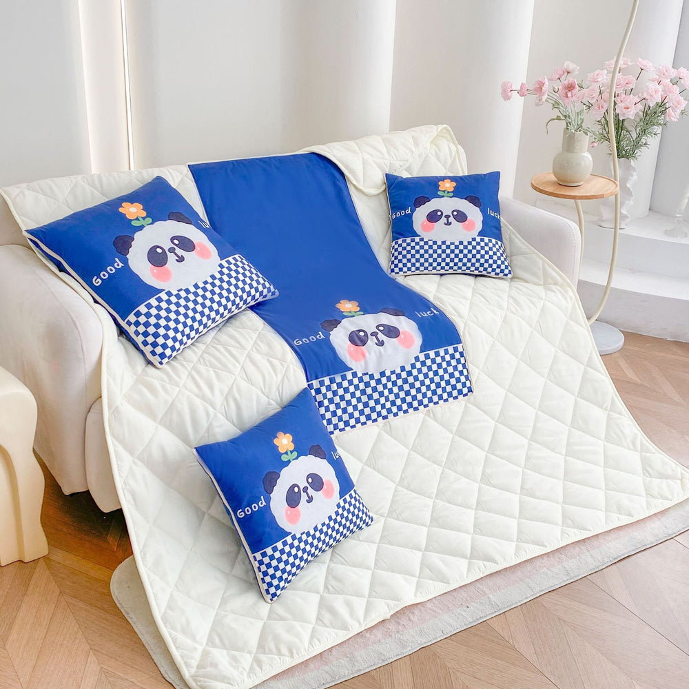 Cartoon plush blanket pillow 2-in-1: cushion, pillow, blanket, air conditioning quilt, car nap pillow, plush blanket