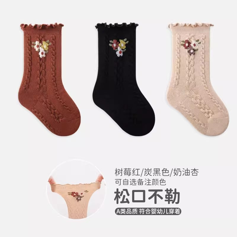 Baby elephant girl socks fall and winter style combed cotton kidsknee socks socks k-style fungus edge boneless newborn kids socks