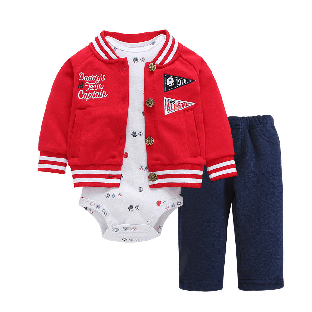 Kids' girls' baby 1-year-old sweatshirt clothes autumn separates autumn outfit set wholesale hooded sweatshirt romper