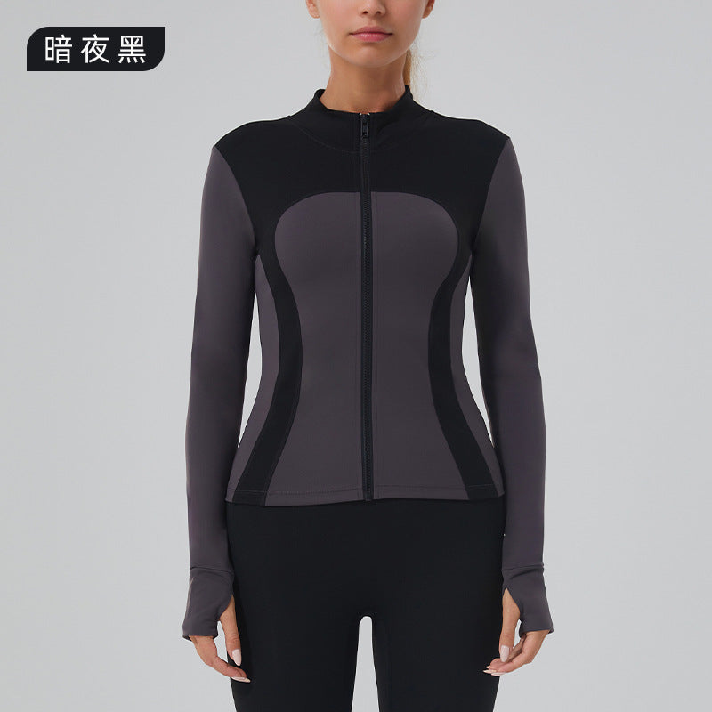 new arrival fitness wear slimming look yoga wear outwear sports outwear women's yoga wear long sleevestops stand collar zipper