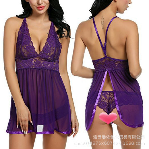 European and american new women's lingerie set - export v-neck camisole lace uniform temptation nightclub sexy sleepwear
