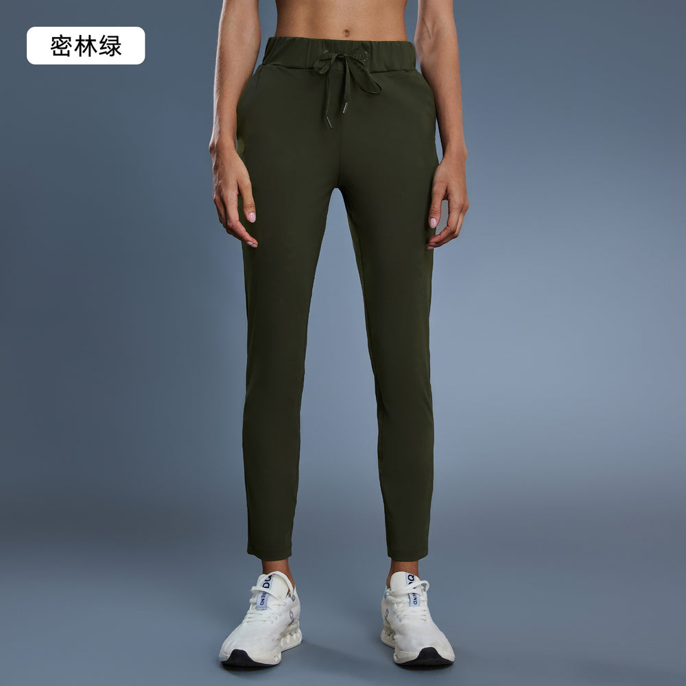 new arrivalloosestraight-leg yoga pants drawstring waist sports casual elastic nine-point pants for women dl081