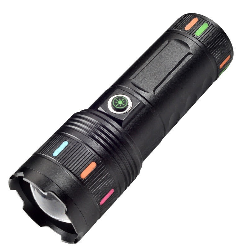 Cross-border high-power white aurora flashlight outdoor lighting waterproof and strong light multi-function emergency telescopic zoom flashlight