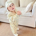 Fall/winter  country chic baby romper, class a floral print, fleece-lined, baby girl's crawling suit, long-sleeve, instagram-ready infant outfit