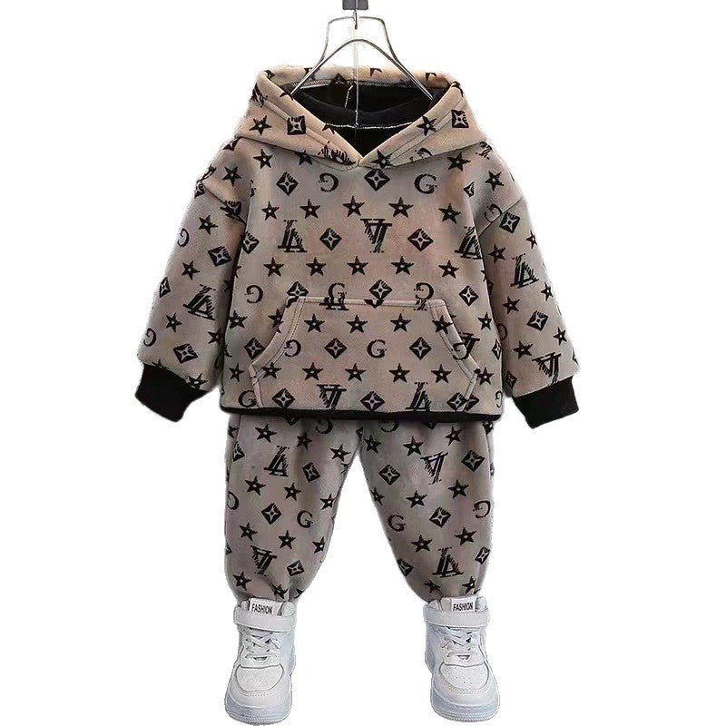 Boys' hoodie and pants set - new autumn/winter  collection: stylish and trendy two-piece tracksuit for kids