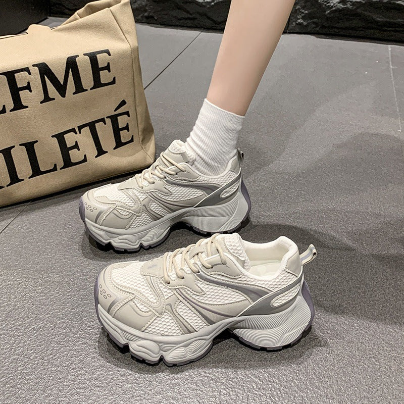Dad shoes women's 2026 spring summer new arrivalfashioneasiest for match mesh breathable thick sole heightened casual sports shoes trendy