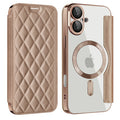 Iphone 17 pro max case, yatun chanel-style magnetic, compatible with apple 16, creative diamond pattern leather case with card slots