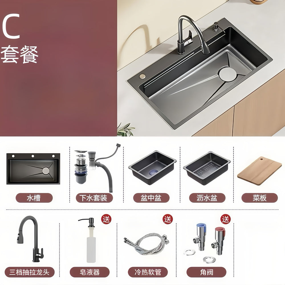 kitchen sink large single slot sus304 stainless steel nano handmade vegetable basin dishwashing sink countertop basin for home