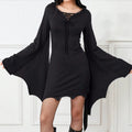 Amazon fashionnew arrivalexportprinting gothic style asymmetrical hem halloween women's hip-hugging dress