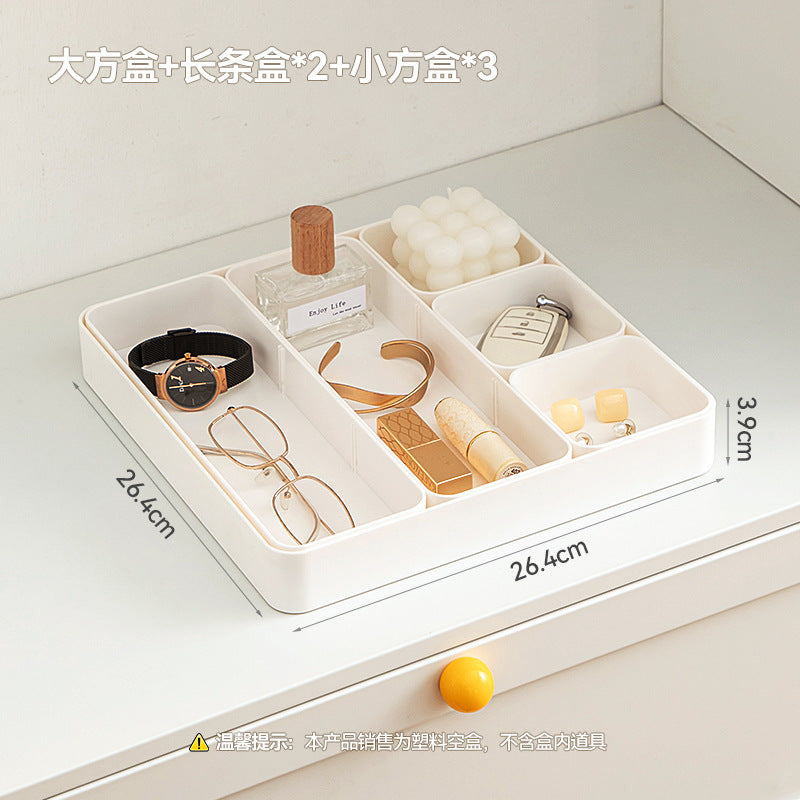 Separate sundries storage box Rectangle plastic porch storage box Grid porch storage desktop strip storage box