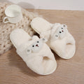 2024 autumn/winter cartoon crossover slippers, thick sole, open toe, fuzzy slippers, plus size women's warm non-slip home cotton slippers