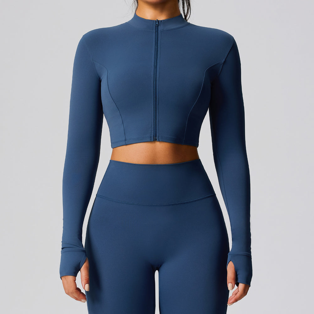European and american autumn/winter zip-up yoga jacket for women, outdoor running long sleeve fitness jacket, cloud-feel quick-dry activewear yoga top