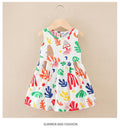 Colorful graffiti summer dress new girls' sundress cotton princess beach dress for kids