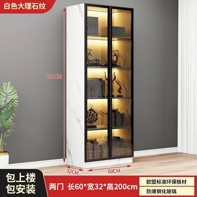 Casual glass door bookcase combination floor-standing display cabinet accessible luxury living room figure gundam storage wine cabinet