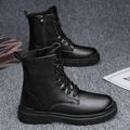 Boots men's british style high-top men's boots plus size mid-top leather shoes black high street workwear chelsea short boots spring