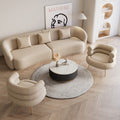 Wabi-sabi style lambswool cloud sofa, perfect for b&bs, photography studios, bridal shops, beauty salons, and reception areas. includes sofa, table, and chairs