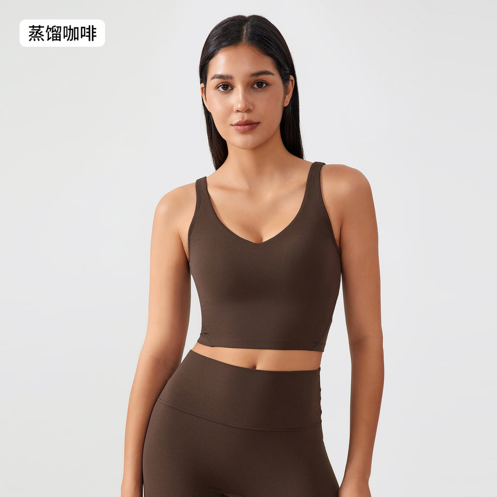 Fixed breast pad vest style sports bra naked shaping yoga intimatesu-shaped back fitness topsag001