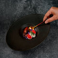 Nordic creative high-end oval dessert plate - retro fashion textured hotel restaurant tableware western dinner plate