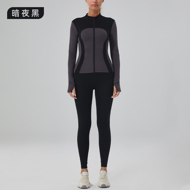 new arrival fitness wear slimming look yoga wear outwear sports outwear women's yoga wear long sleevestops stand collar zipper