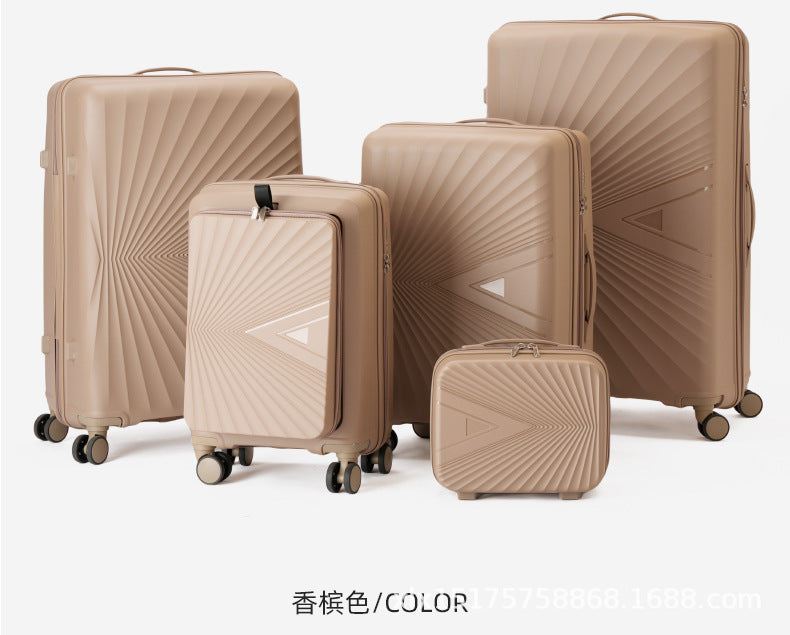 PP zipper box  set three sets of four trolley case sinking handle sinking lock color scheme explosion-proof rag factory wholesale