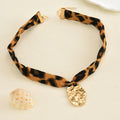 Leopard print love necklace wholesale european and american cross-border niche trendy jewelry hip-hop style star heart choker necklace