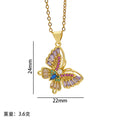 [titanium steel] fashion cross-border color zirconium butterfly necklace for women high-end light luxury versatile inlaid new sweater chain jewelry