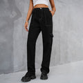 European and american cross-border e-commerce independent website  new american retro elastic waist denim cargo pants casual pants for women
