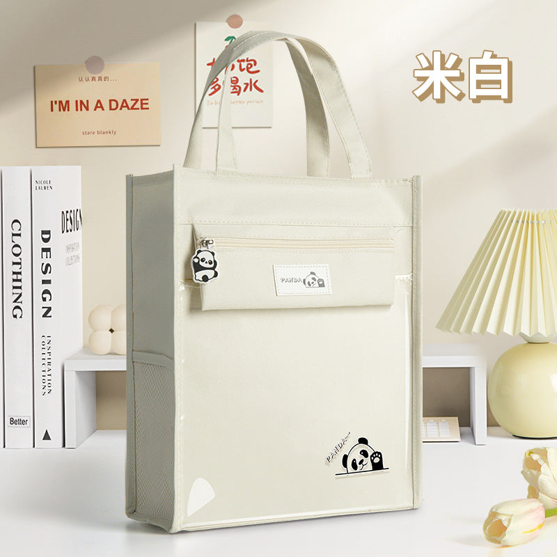 Primary and secondary school students high-value solid color tutoring bag waterproof file bag children's tutoring bag cartoon transparent art bag