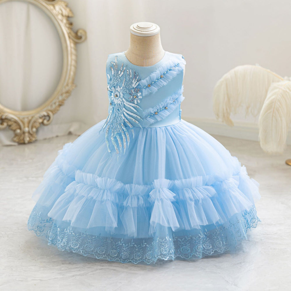 Ready-to-ship new children's formal dress - tulle cake sequin princess dress for baby girls' first birthday - girl dress